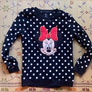 Disney Minnie Mouse Polka Dot Velour Top - Black and White